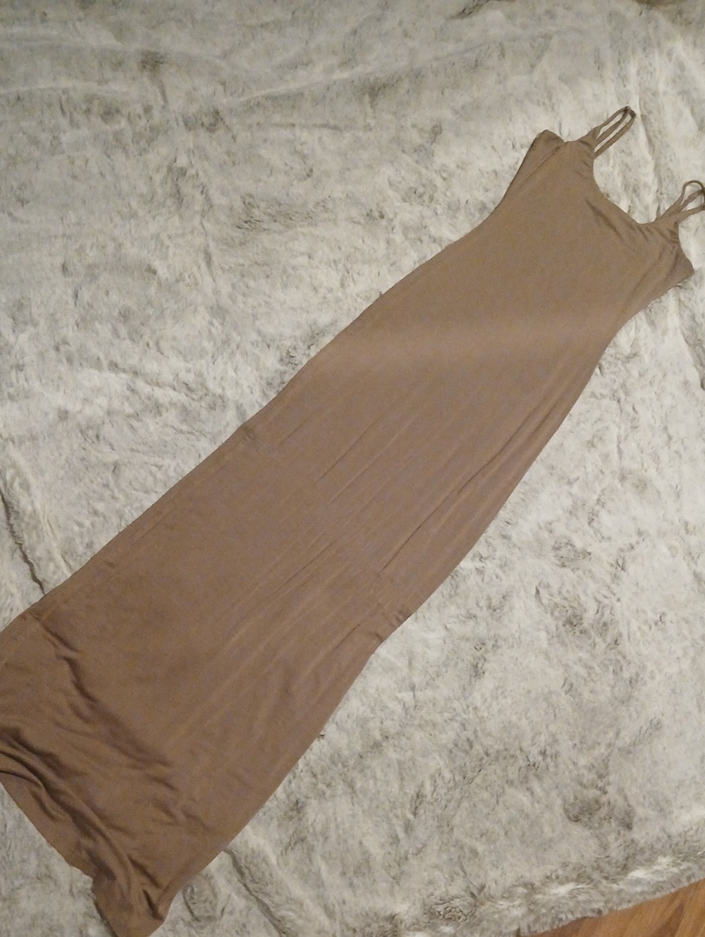 Fashion Nova Brown Double-Strap Maxi Slip Dress